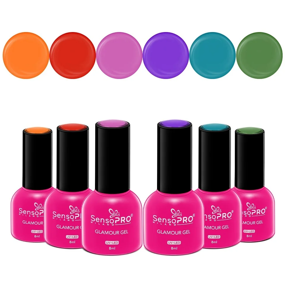 Set 6 Oje Semipermanente Glamour 8ml SensoPRO Milano, Timeless Vibes