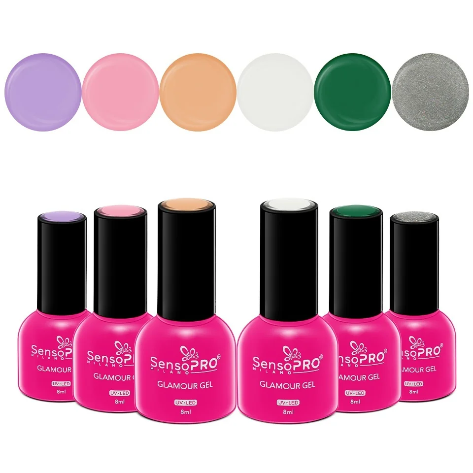 Set 6 Oje Semipermanente Glamour 8ml SensoPRO Milano, Christmas Fever