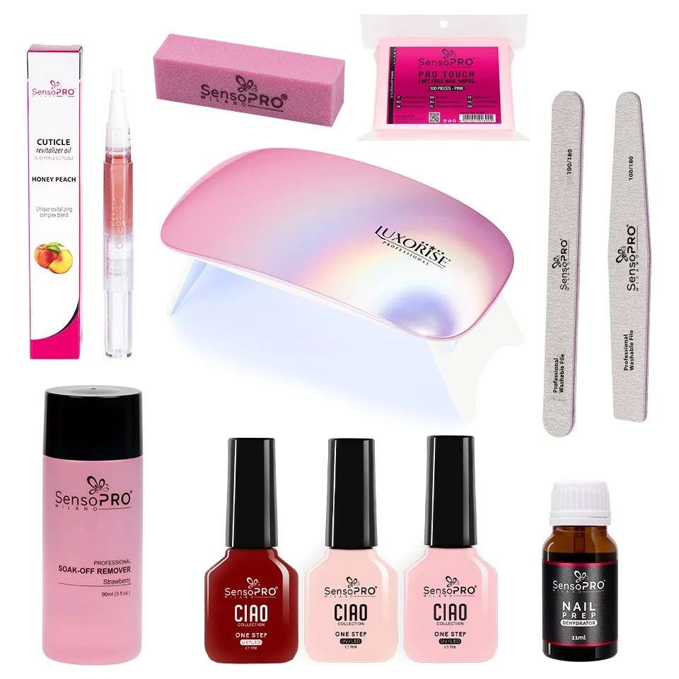 Kit Oja Semipermanenta SensoPRO Milano One Step 7ml cu Lampa UV Pink Power