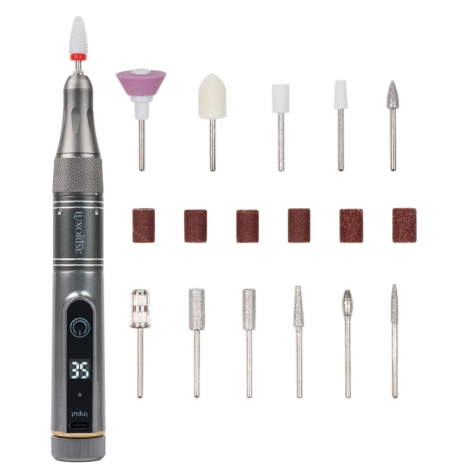 Freza Unghii Portabila DiamondEdge PRO 35.000 RPM - LUXORISE, Grey