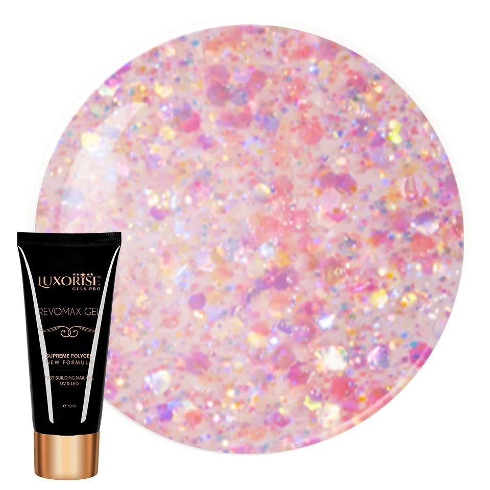 Polygel REVOMAX GEL LUXORISE Rose Diamond, 15ml