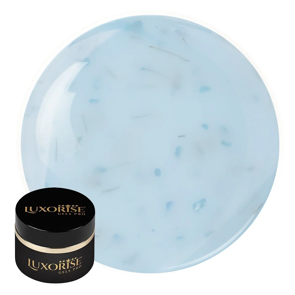 Gel UV Constructie Unghii RevoFlex Silk Petal LUXORISE 15ml, Aqua Sprinkle