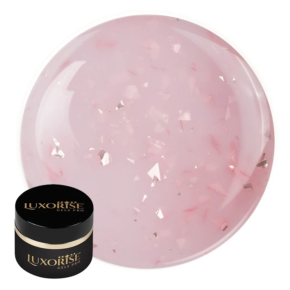 Gel UV Constructie Unghii RevoFlex Glitz LUXORISE 15ml, Blushing Spark