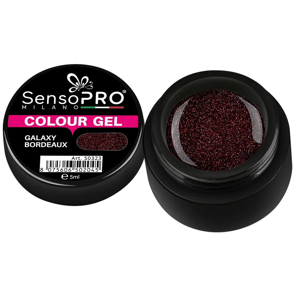 Gel UV Colorat Galaxy Bordeaux 5ml, SensoPRO Milano
