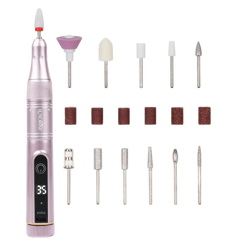 Freza Unghii Portabila DiamondEdge PRO 35.000 RPM - LUXORISE, Pink