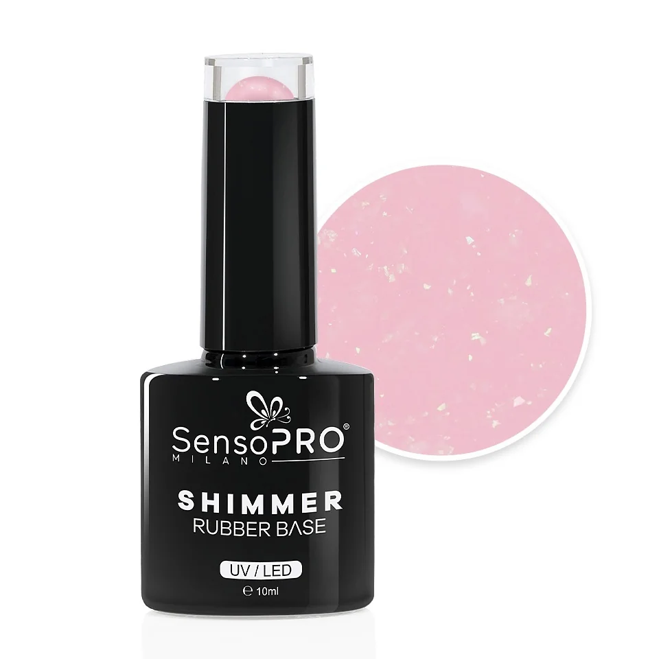 Shimmer Rubber Base SensoPRO Milano - #21 Glimmer Pink, 10ml