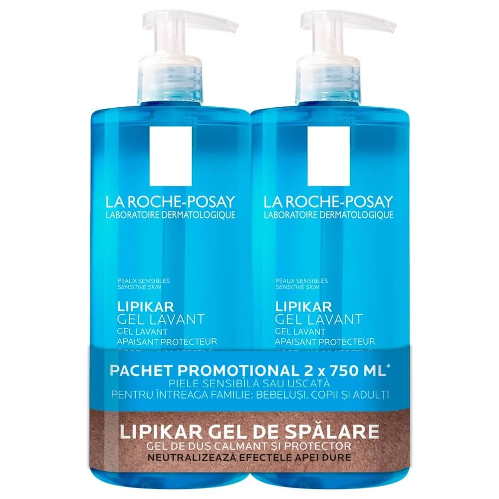 La Roche-Posay Pachet Lipikar Lavant Gel de dus 750 ml 1+1