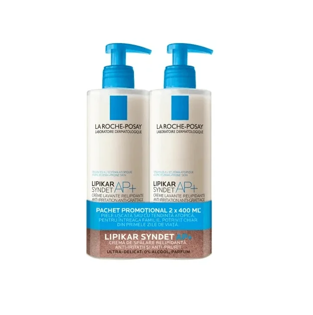 La Roche Posay Pachet Lipikar AP+ Syndet Crema de spalare x 400 ml