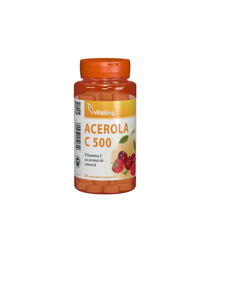 Vitamina C 500 mg cu acerola si gust de zmeura 40 comprimate