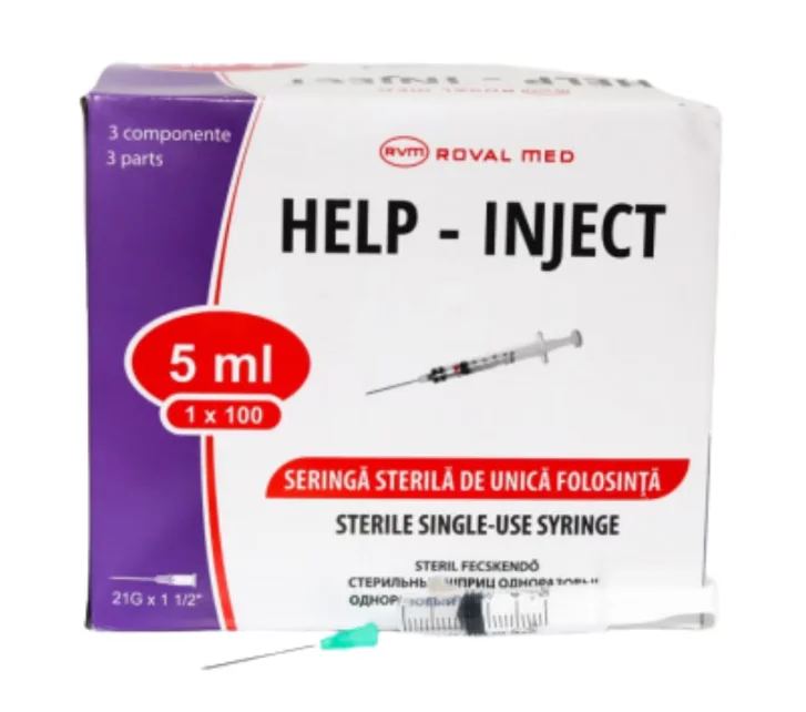 Seringa cu ac 5 ml 21 G x 1 1/2 100 buc/cutie