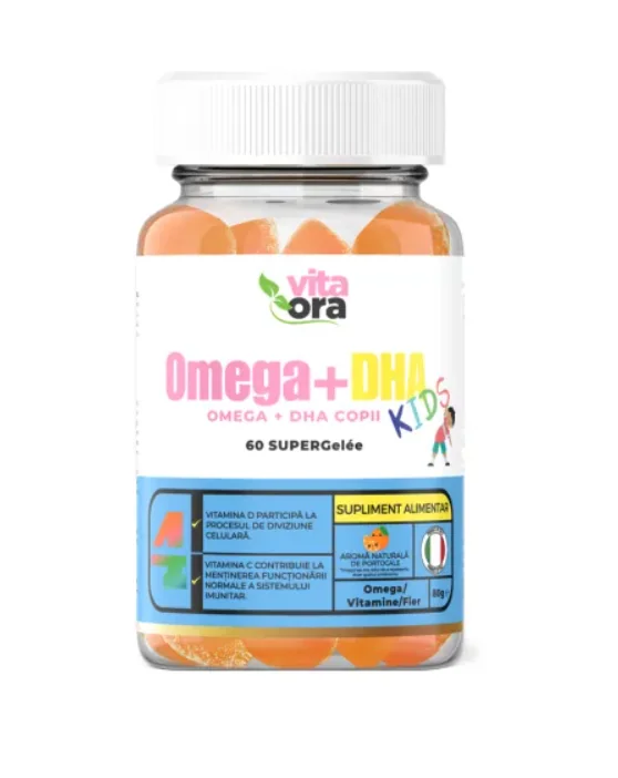 Omega + DHA Kids Jeleuri cu aroma de portocale 60 bucati