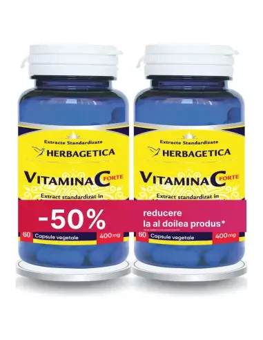 Vitamina C forte 400mg 60 cps. oferta  1 + 1 - 50% din al II-lea Herbagetica