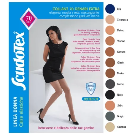 Scudotex Ciorapi compresivi pantalon 70 DEN  15-18 mmhg negru numar 5