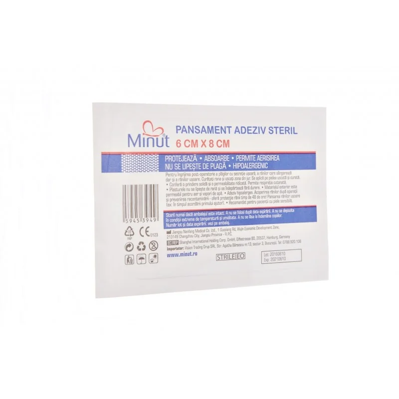 Minut Pansament adeziv steril 6 cm x 8 cm