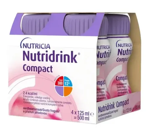 Nutridrink Compact Protein cu aroma de capsuni 125 ml x 4 flacoane
