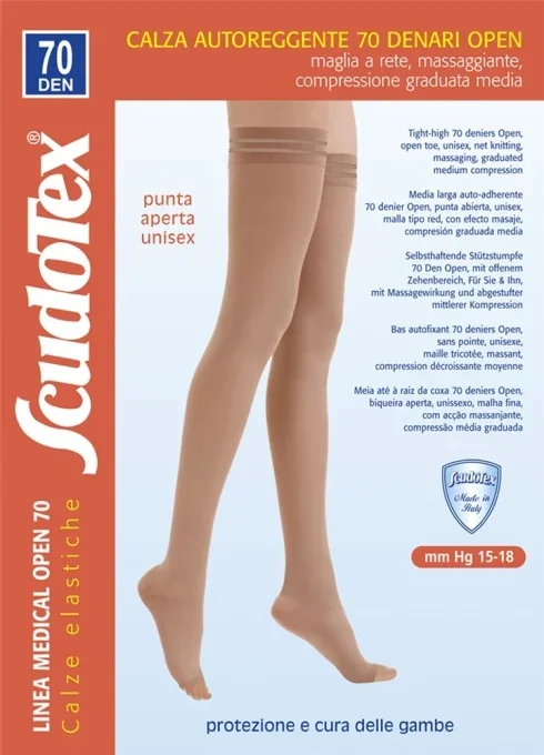 Scodotex ciorapi prev. S823 pana la coapsa,varf deschis, 70 den daino 3 X 1 per
