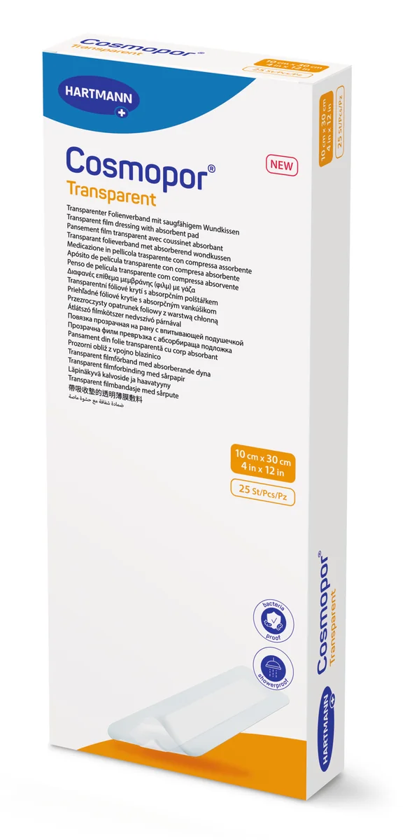 Hartmann Cosmopor Transparent Plasture cu compresa sterila 10 cm x 30 cm 25 bucati