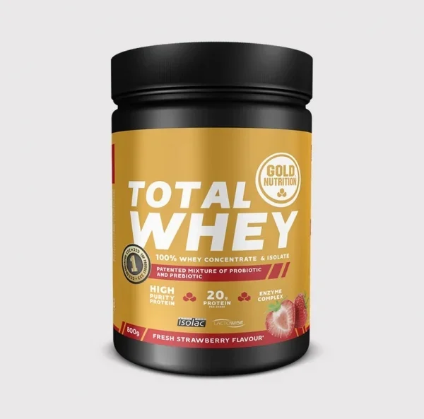 Gold Nutrition total whey protein capsuni  800 gr