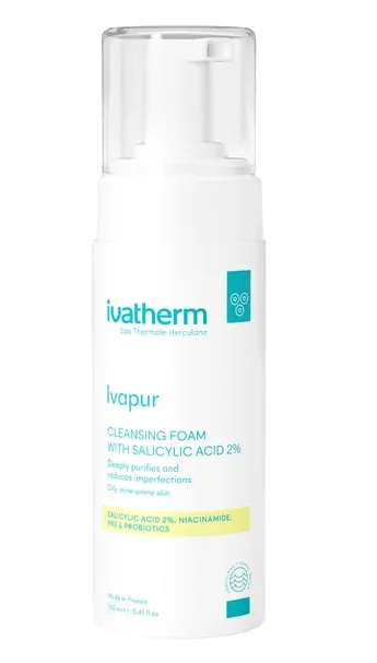 Ivatherm Ivapur Spuma de curatare cu acid salicilic 2% 160 ml
