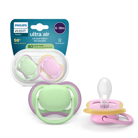 Avent SCF 087/12 suzete ultra air roz/ver 6-18m 2 buc Philips Avent