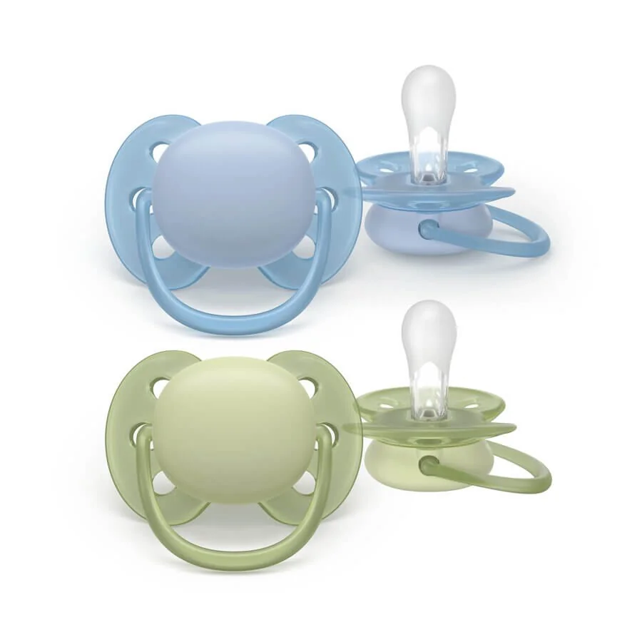 Avent SCF091/40 Suzeta 0-6 luni Ultra Soft Galben/Verde 2 bucati
