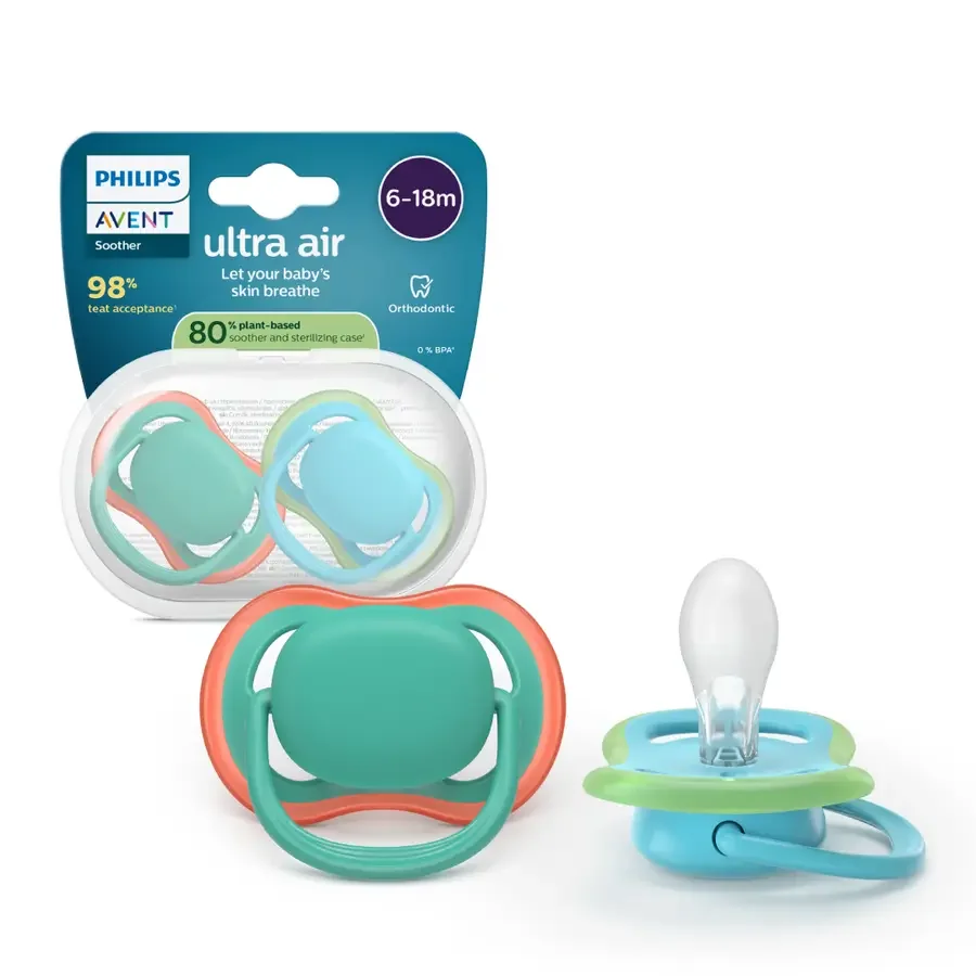 Avent SCF087/10 suzete Ultra Air blu/ver 6 - 18 luni 2 bucati