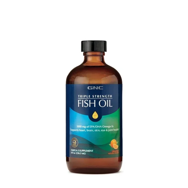 GNC Triple Strength Fish Oil Ulei de peste cu aroma de peste 236.5 ml