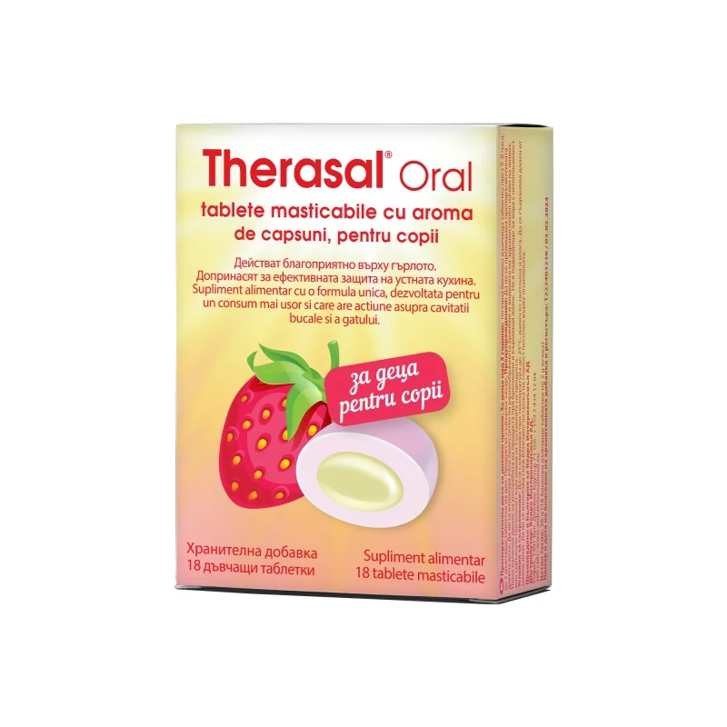 Therasal Oral aroma capsuni pentru copii 18 tb. mast. Vedra