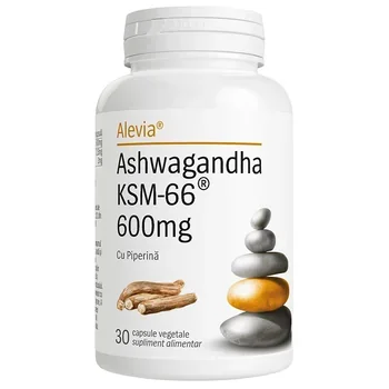 Alevia  ashwaganda ksm-66600 mg cu piperina 30 cps.