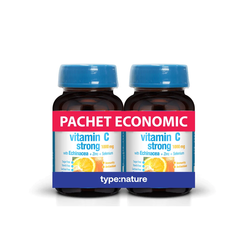 Vitamina C Strong 1000 mg pachet economic 60 + 60 tablete