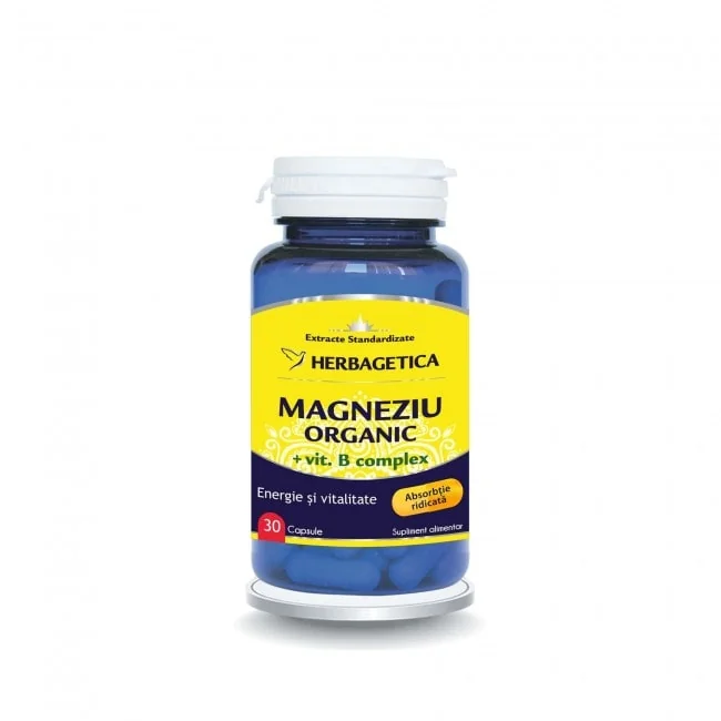 Magneziu organic cu Vitamina B complex 30 capsule