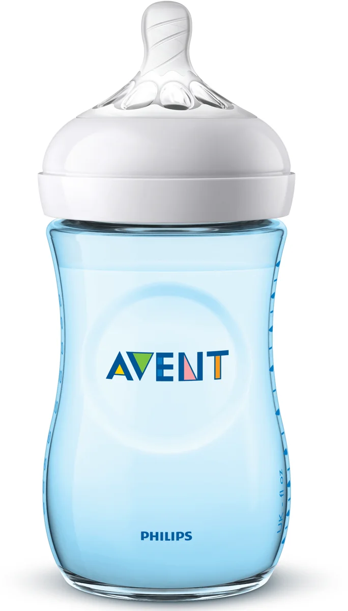 Avent SCF035/17 Natural Biberon sticla tetina 2 orificii 1+ luni 240 ml