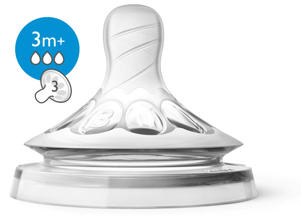 Avent SCF043/27 Natural Ultra Soft Tetine 3 orificii 3+ luni 2 bucati