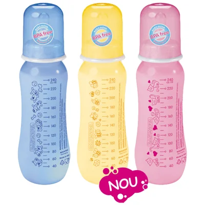 Baby Nova 47000 Biberon plastic colorat 250 ml