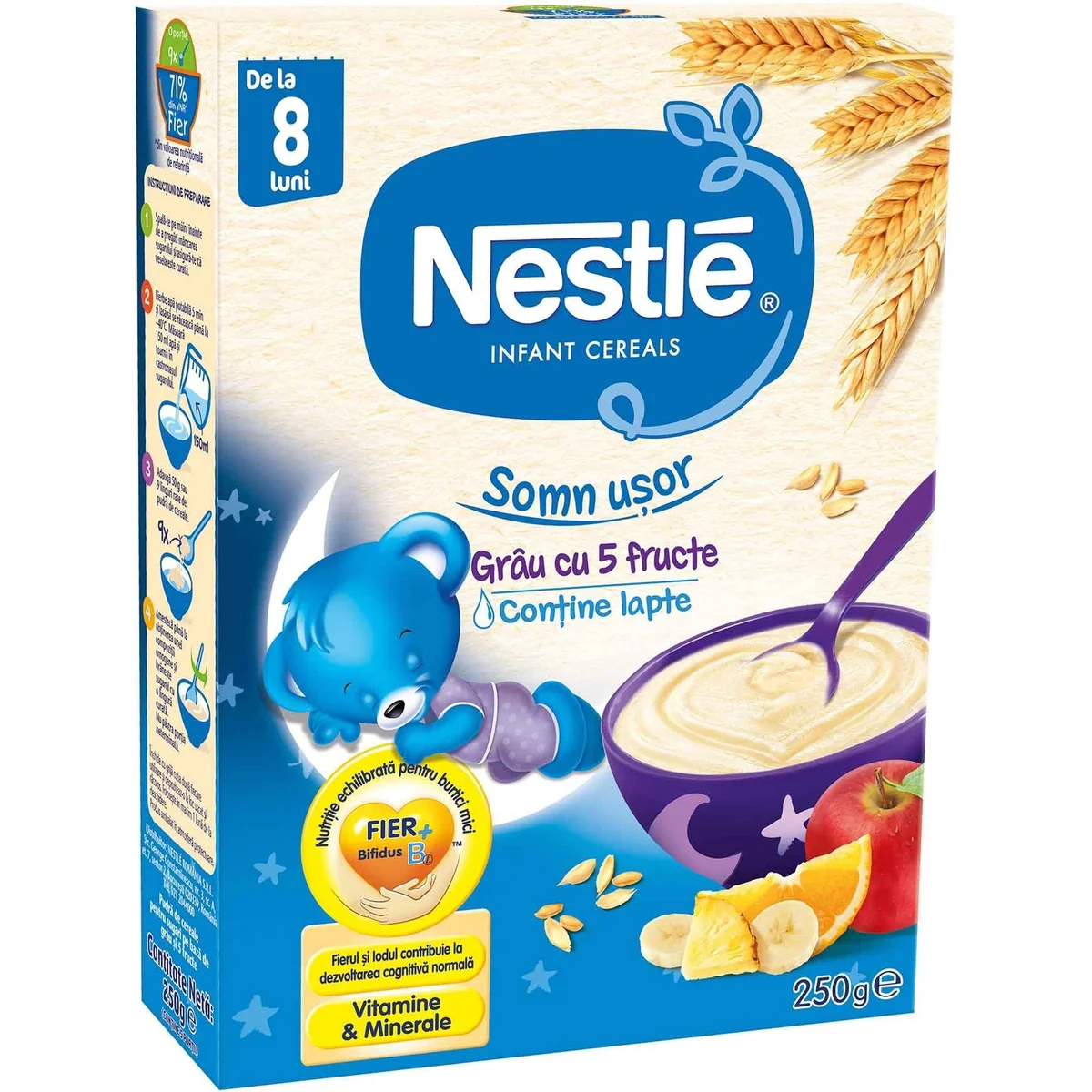 Nestle Somn Usor cu Grau si 5 Fructe 8+ luni 250 g