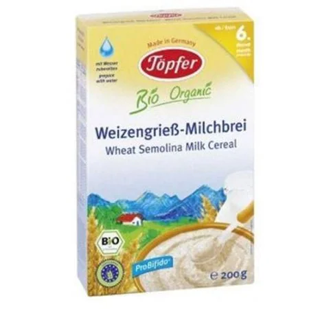 Topfer Bio Organic Cereale Gris de grau si Lapte 6+ luni 200 g