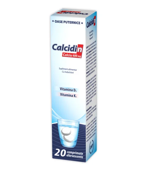 Calcidin + Vitamina D3 + Vitamina K 20 comprimate efervescente