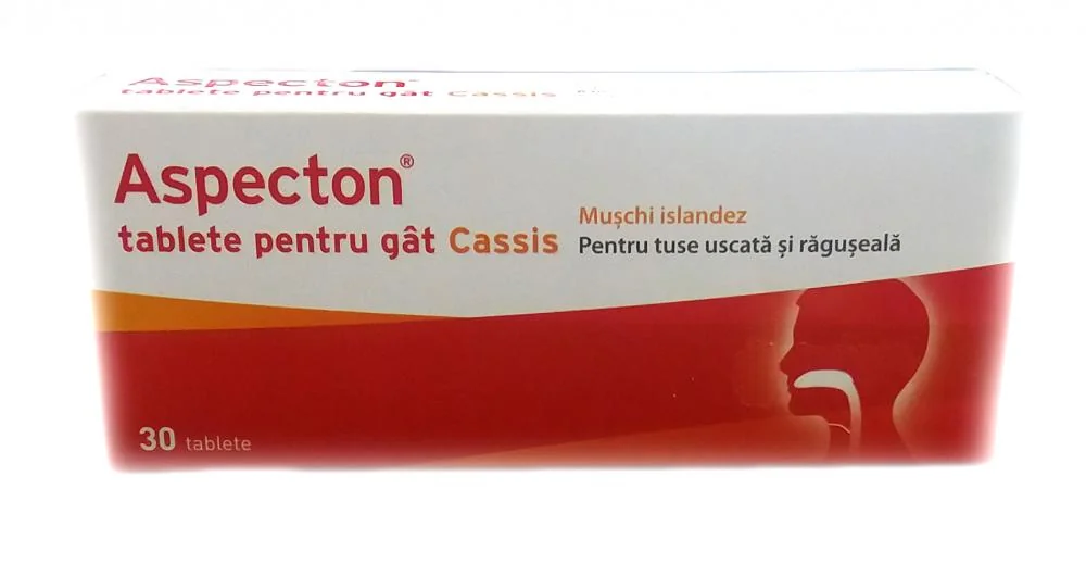 Aspecton Tablete pentru gat Cassis 30 tablete