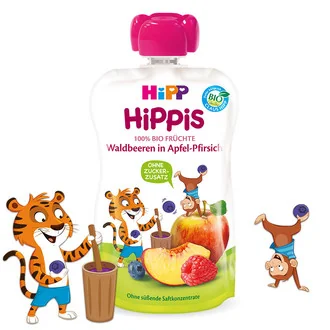 Hipp Hippis Piure cu Mar, Piersica si Fructe de Padure 12+ 100 g