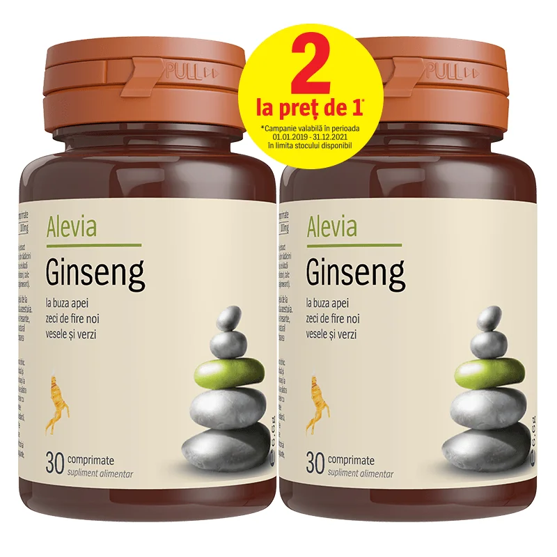 Alevia Ginseng 30 comprimate 1+1 Gratis