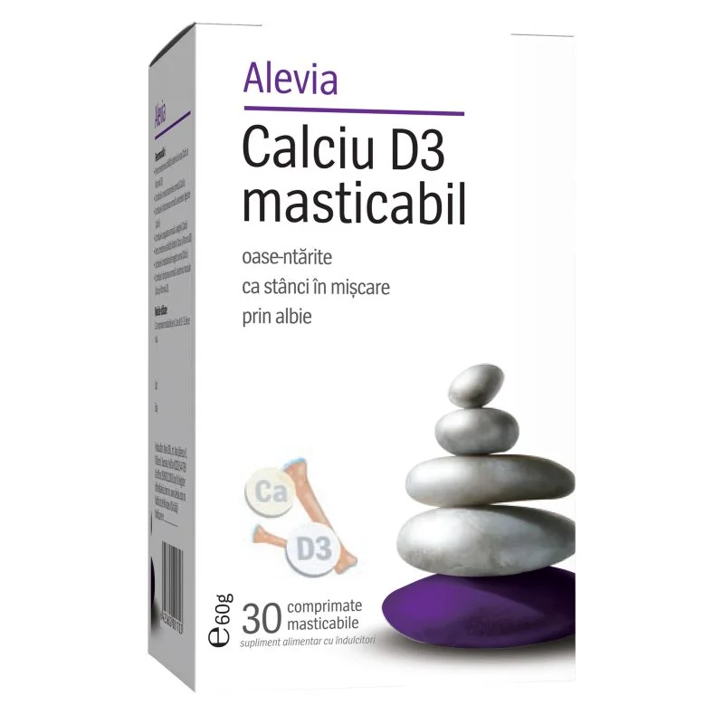 Alevia Calciu D3 masticabil 30 comprimate