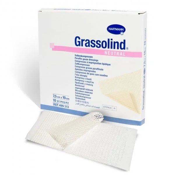 Hartmann Grassolind comprese impregnate cu unguent 7,5 cm x 10 cm 10 bucati