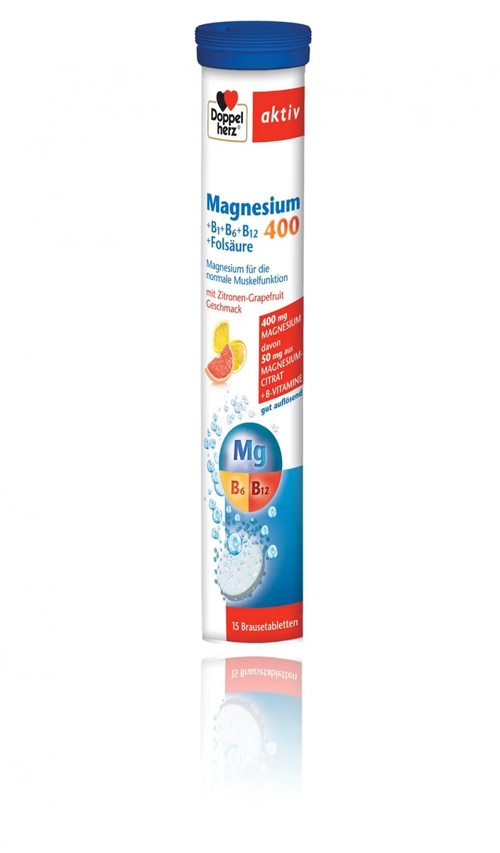 Doppelherz Aktiv Magneziu 400 + B1 + B6 + B12 + Acid folic 15 comprimate efervescente