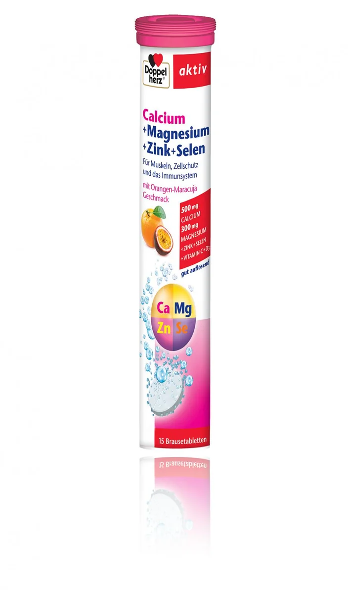 Doppelherz Aktiv Calciu + Magneziu + Zinc + Seleniu 15 comprimate efervescente