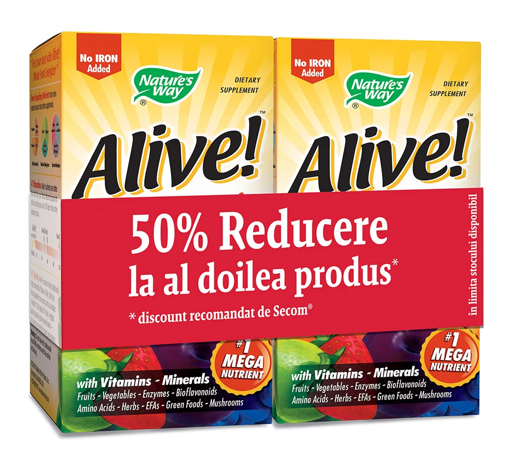 Alive! fara fier 30 tablete 1 + 1 50% din al II lea comprimate