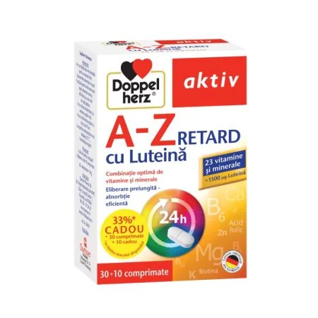 Doppelherz Aktiv A-Z Retard cu luteina 30 comprimate + 10 comprimate Cadou
