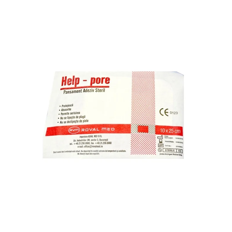 HelpPore Pansamanet adeziv steril 25 cm x 10 cm