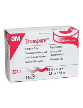 3M Transpore 1527-1 Banda transparenta din plastic 2.5 cm x 5 cm