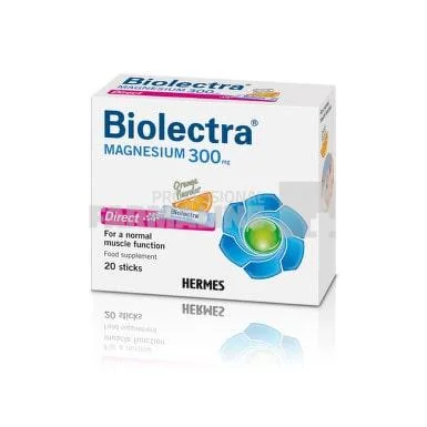 Biolectra Magneziu Direct cu aroma de portocale 300 mg 20 plicuri