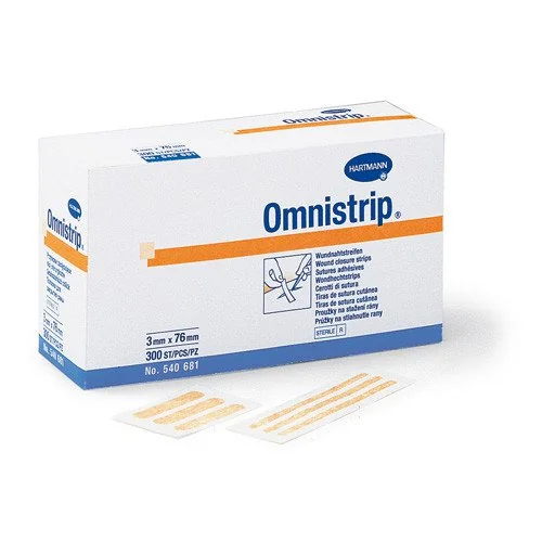 Hartmann Omnistrip Plasture hipoalergenic pentru suturi 3 mm x 76 mm 5 strip/plic 50 bucati